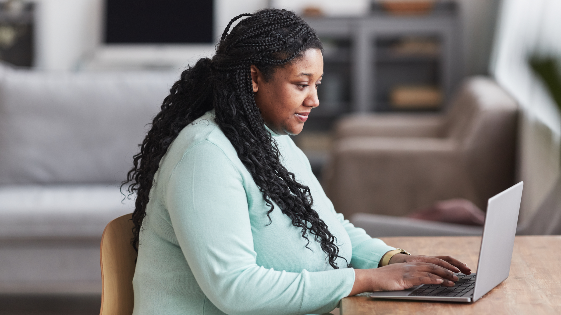 Young woman using laptop